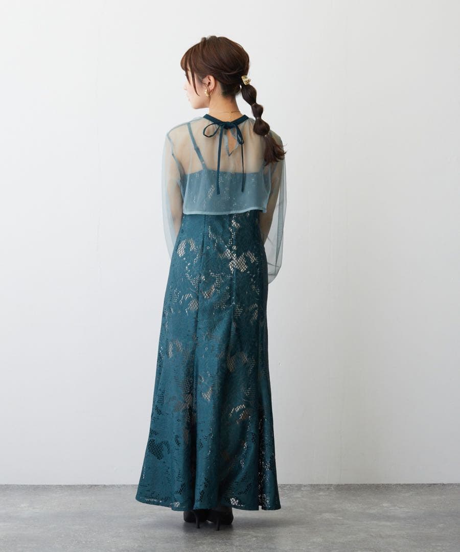 グリーンレースマキシドレス