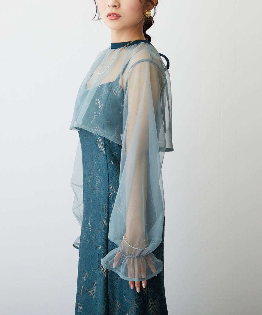 グリーンレースマキシドレス