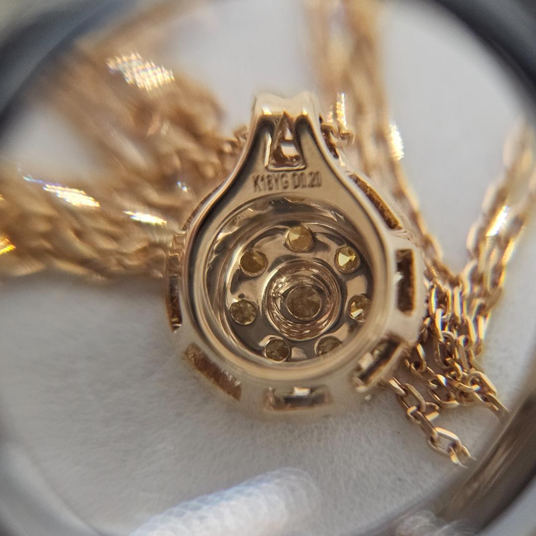 天然イエローダイヤモンド 0.2ct パヴェ ネックレス K18