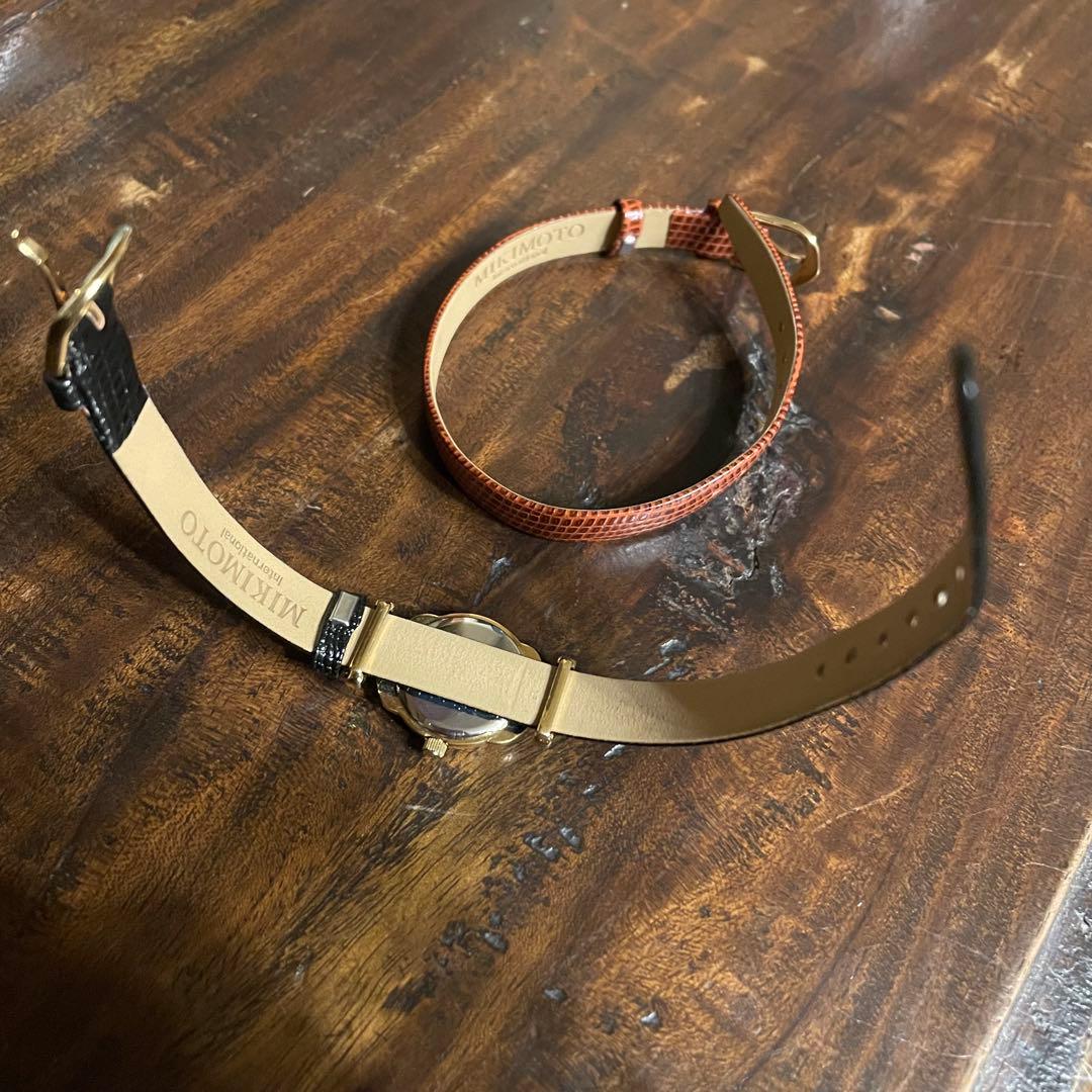 MIKIMOTO パール ウォッチ 腕時計 GP 革ベルト シェル文字盤