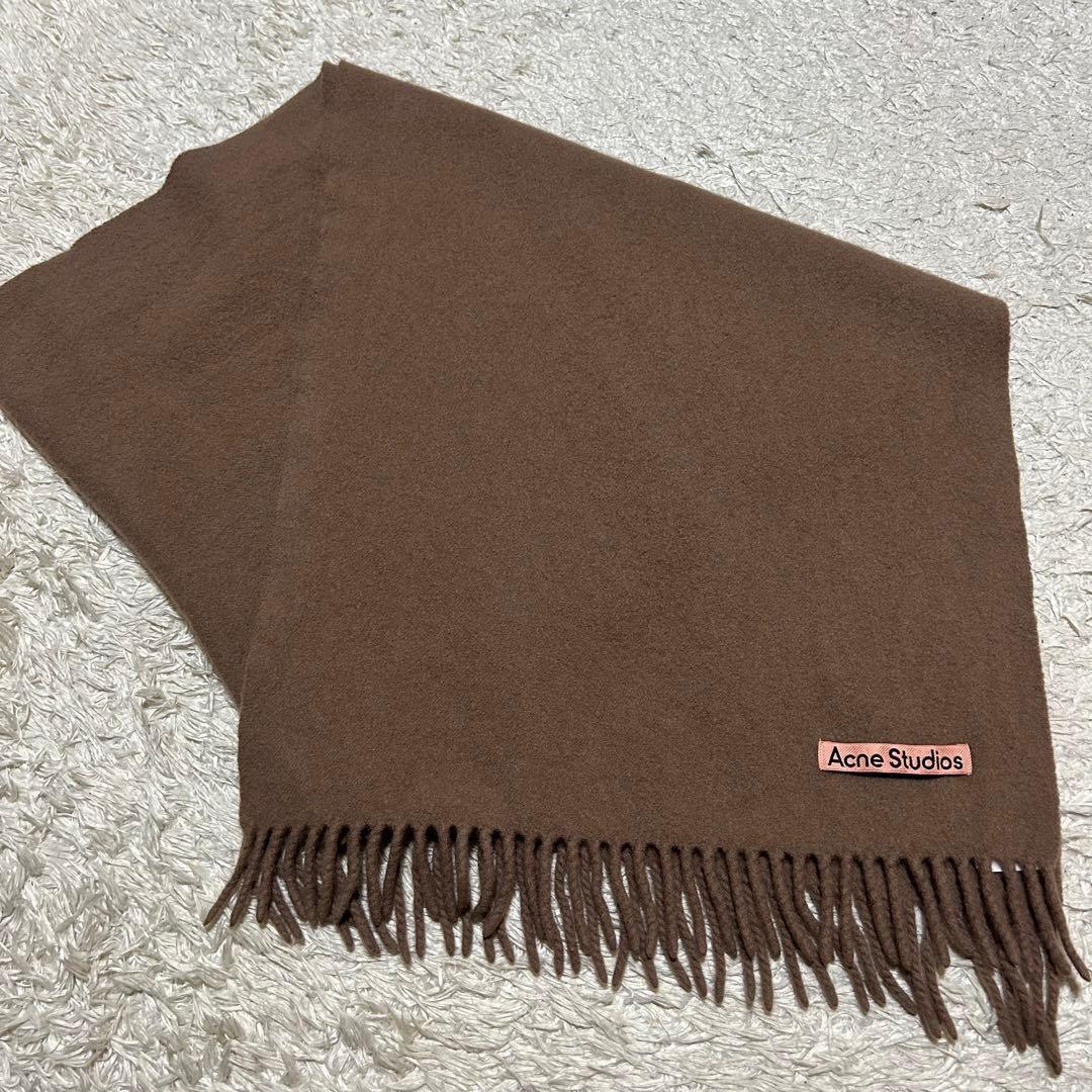 え*」様 Acne Studious ラムウールフリンジスカーフマフラー 茶 2