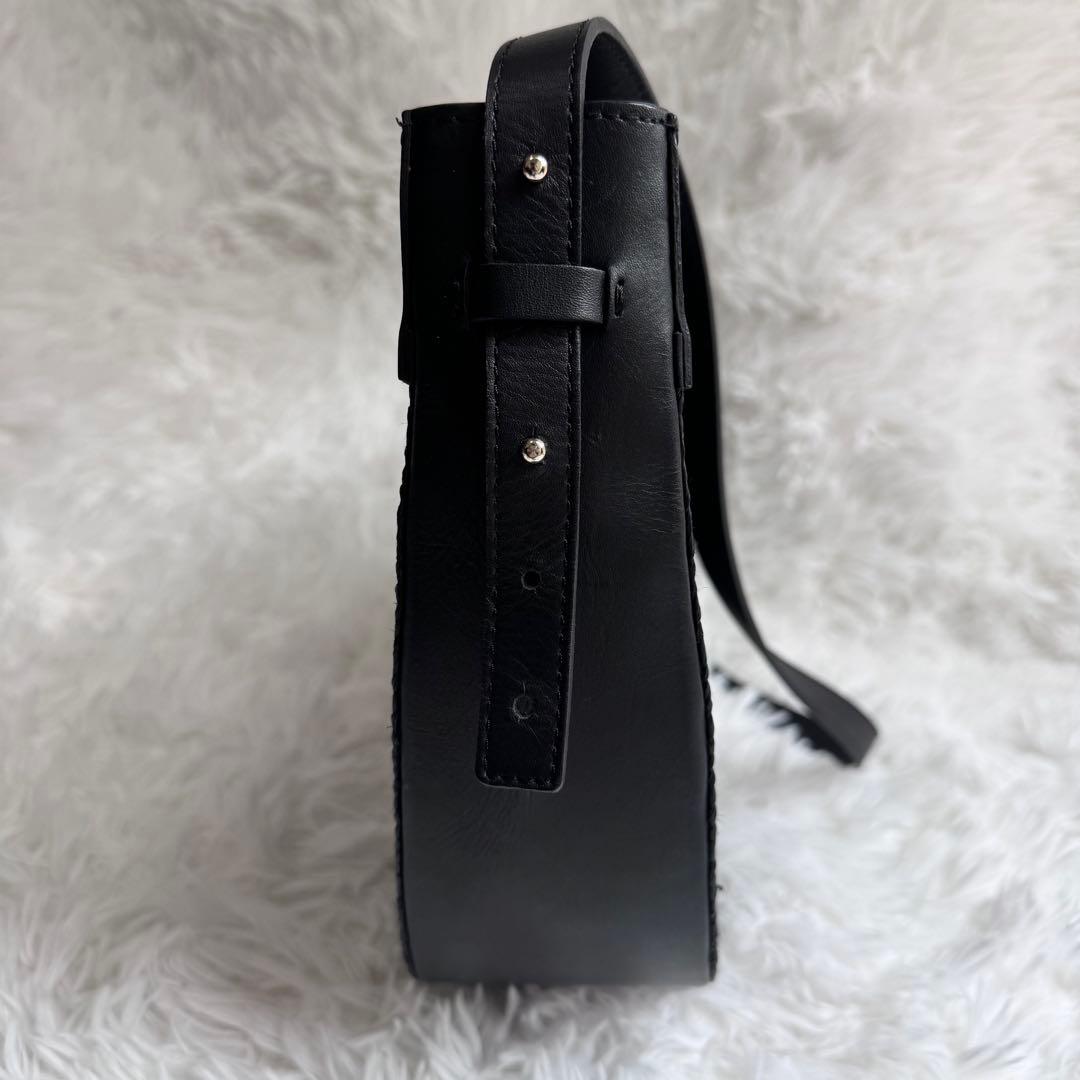 【美品】ヘレンカミンスキー ラフィア かごバッグ レザー 半月 ショルダーバッグ