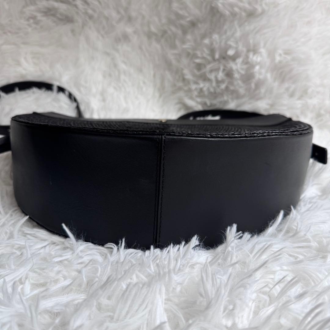 【美品】ヘレンカミンスキー ラフィア かごバッグ レザー 半月 ショルダーバッグ