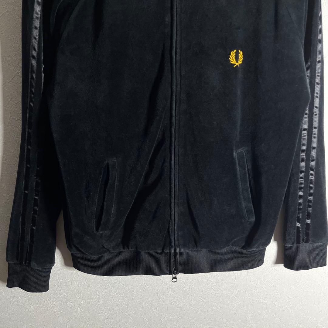 【人気ベロア】フレッドペリー トラックジャケット 月桂樹ロゴ ブラック S