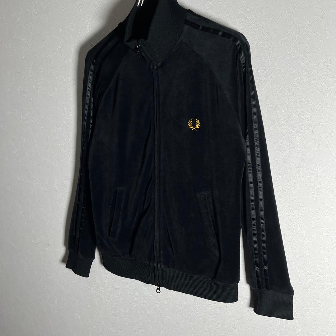 【人気ベロア】フレッドペリー トラックジャケット 月桂樹ロゴ ブラック S