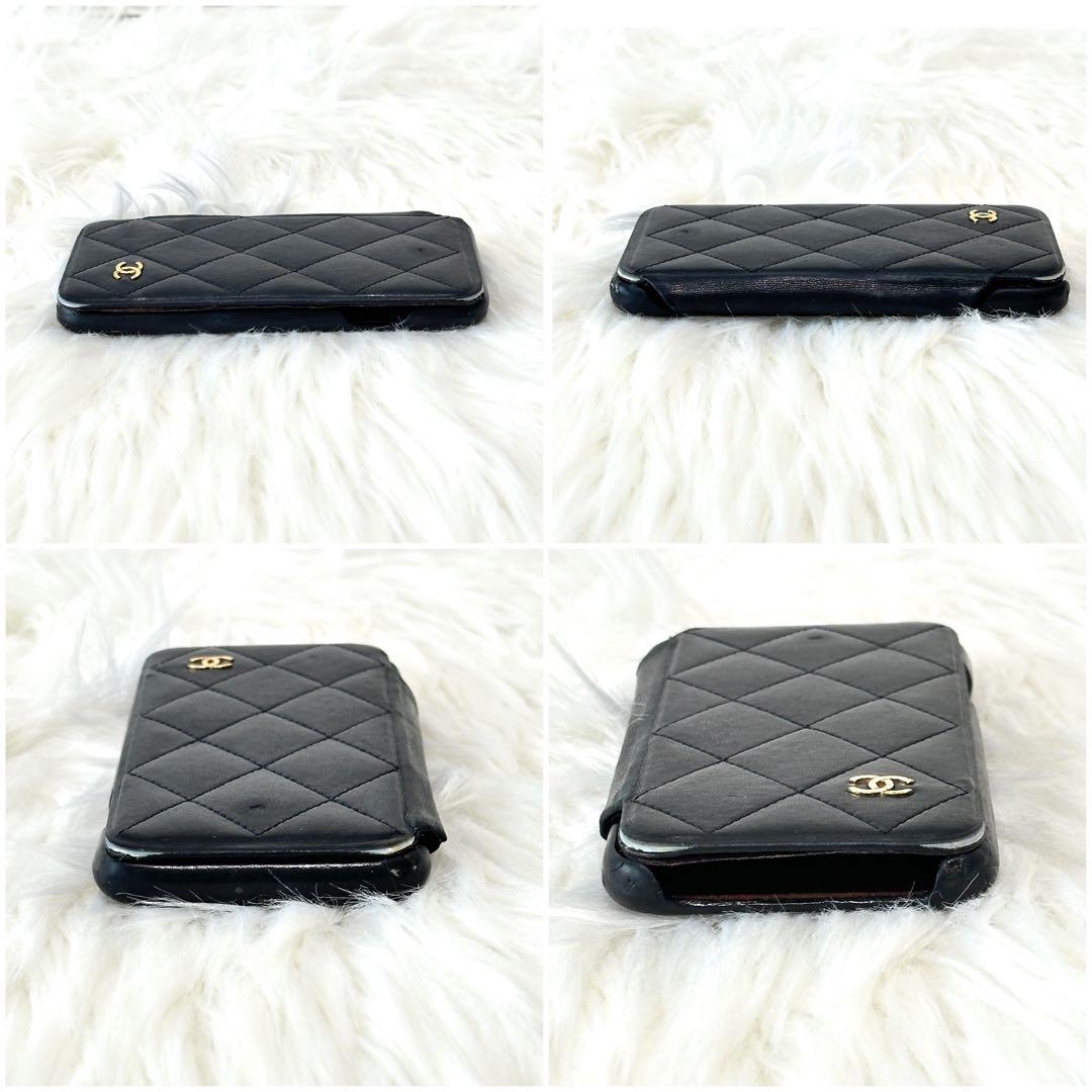 CHANEL シャネル スマホケース iPhone SE マトラッセ ブラック