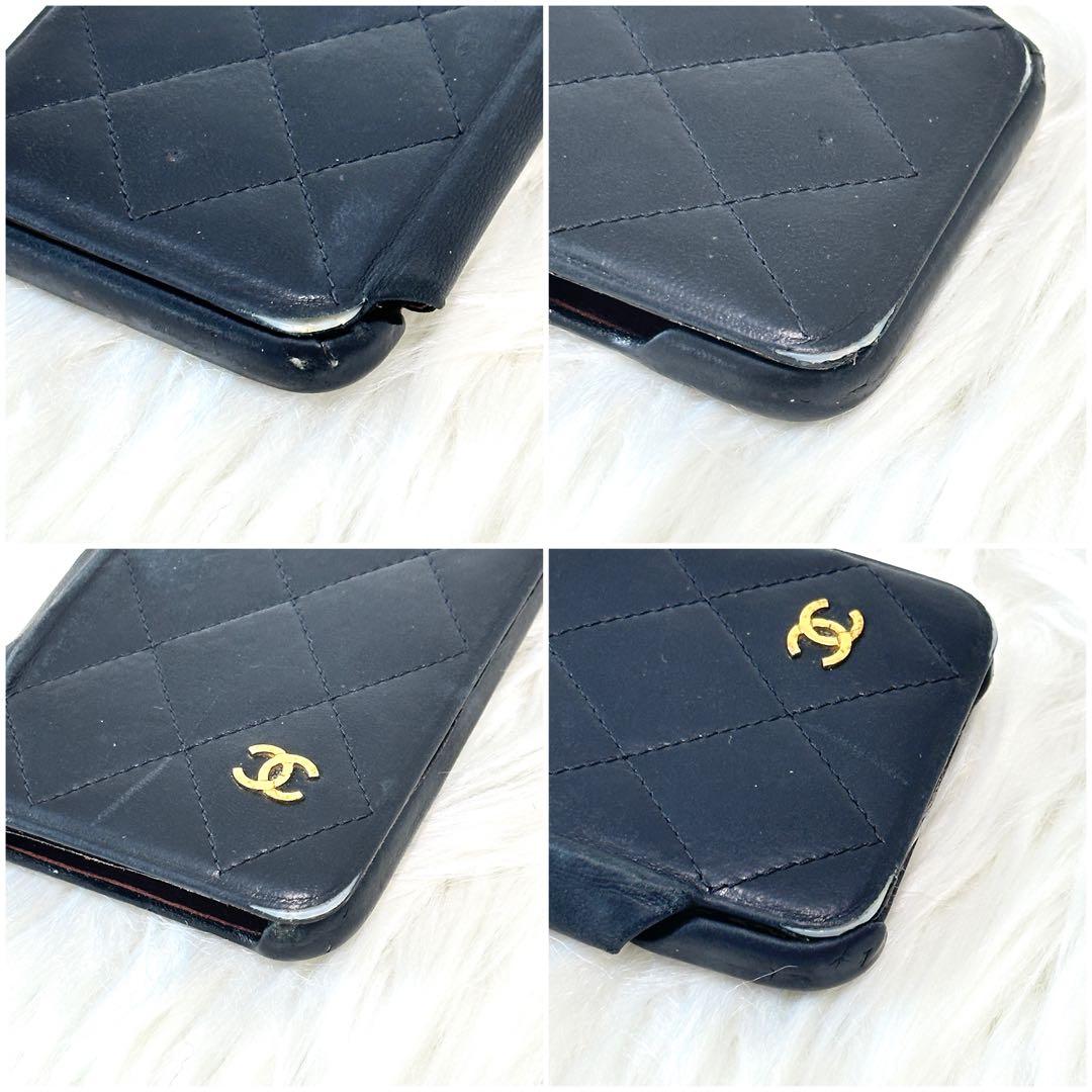 CHANEL シャネル スマホケース iPhone SE マトラッセ ブラック