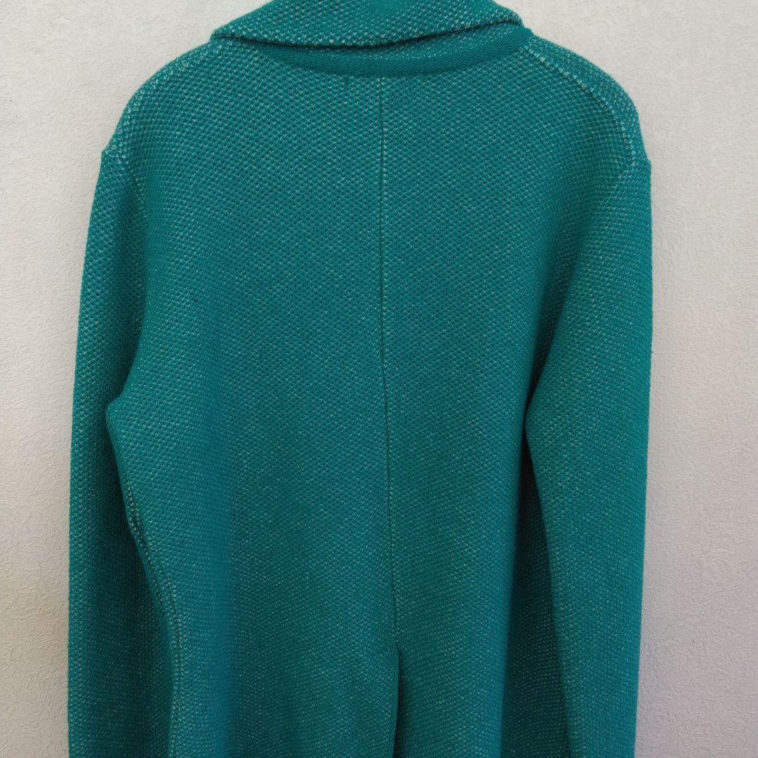 未使用級＊ラルディーニ ニットジャケット オリジナルロゴ刻印ボタン　ターコイズ