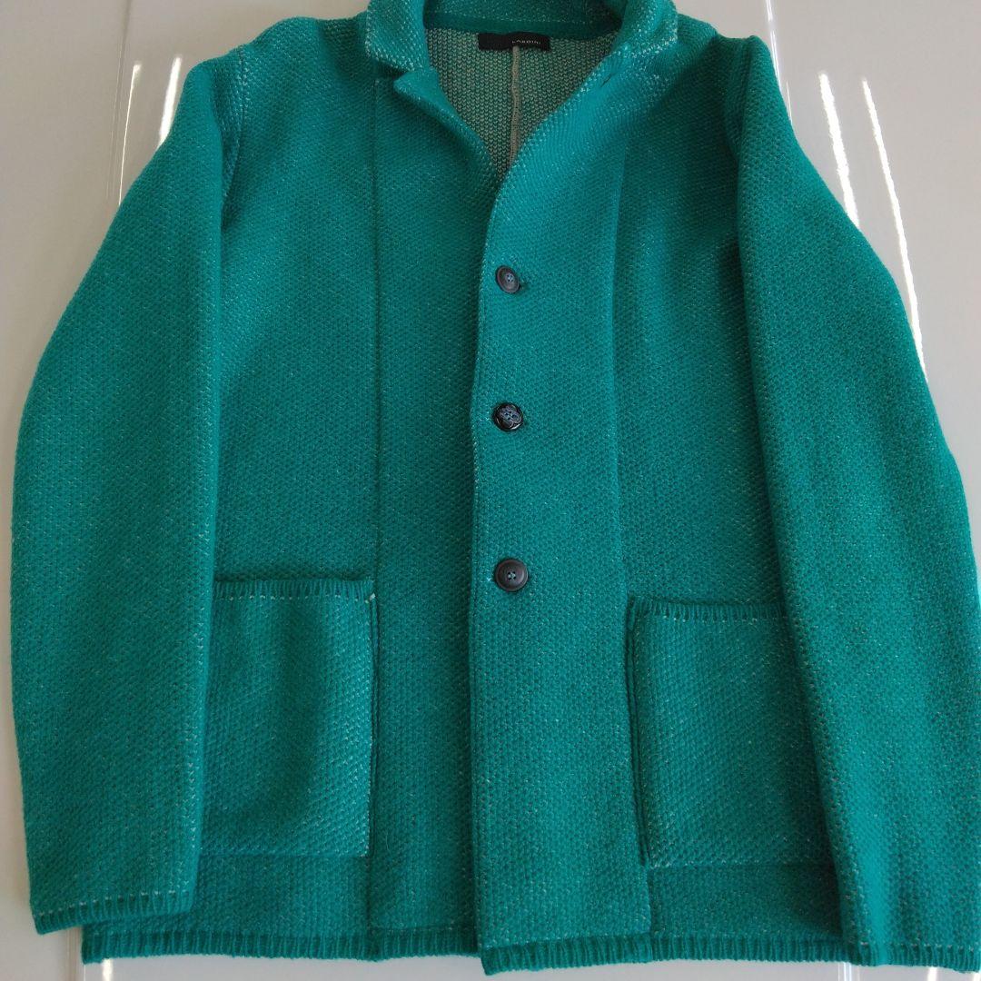 未使用級＊ラルディーニ ニットジャケット オリジナルロゴ刻印ボタン　ターコイズ