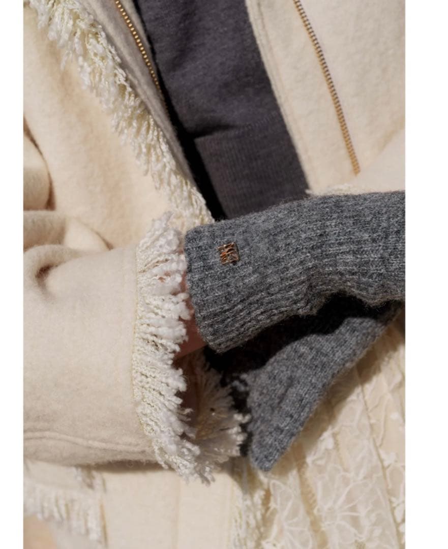 ジャケット・アウター Acka. stand collar fringe coat