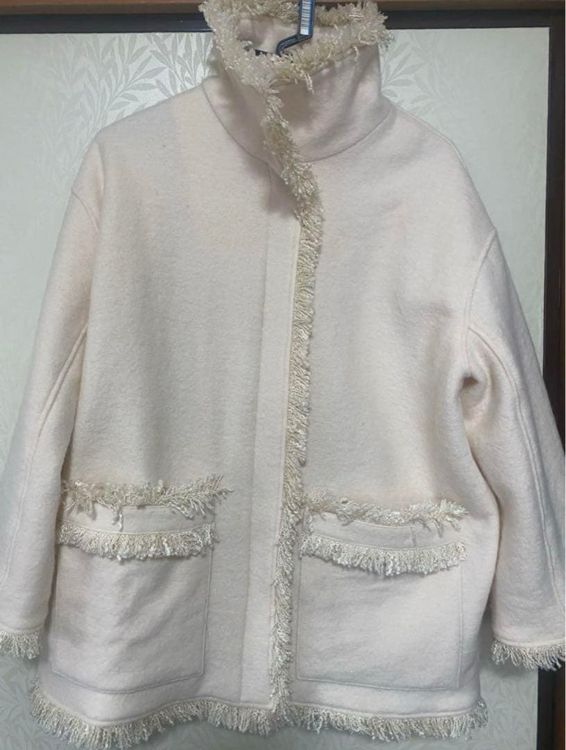 ジャケット・アウター Acka. stand collar fringe coat