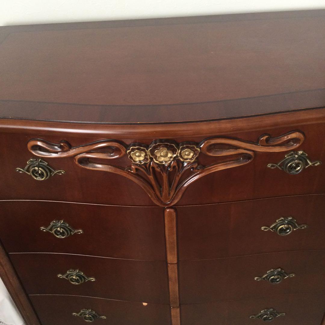 猫脚　5段チェスト　ロココ　ヨーロピアン　アンティーク　洋服ダンス
