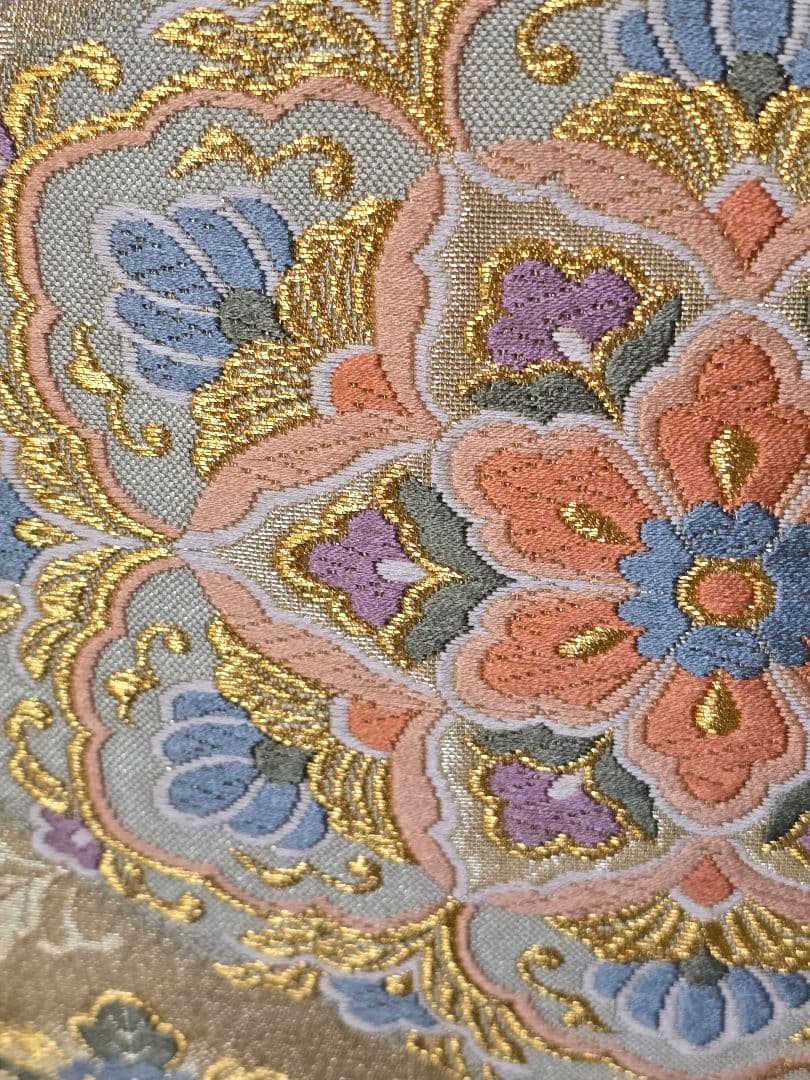 未使用品　草木染め　トールサイズ　作家物　　色無地　一つ紋　高級袋帯　フルセット