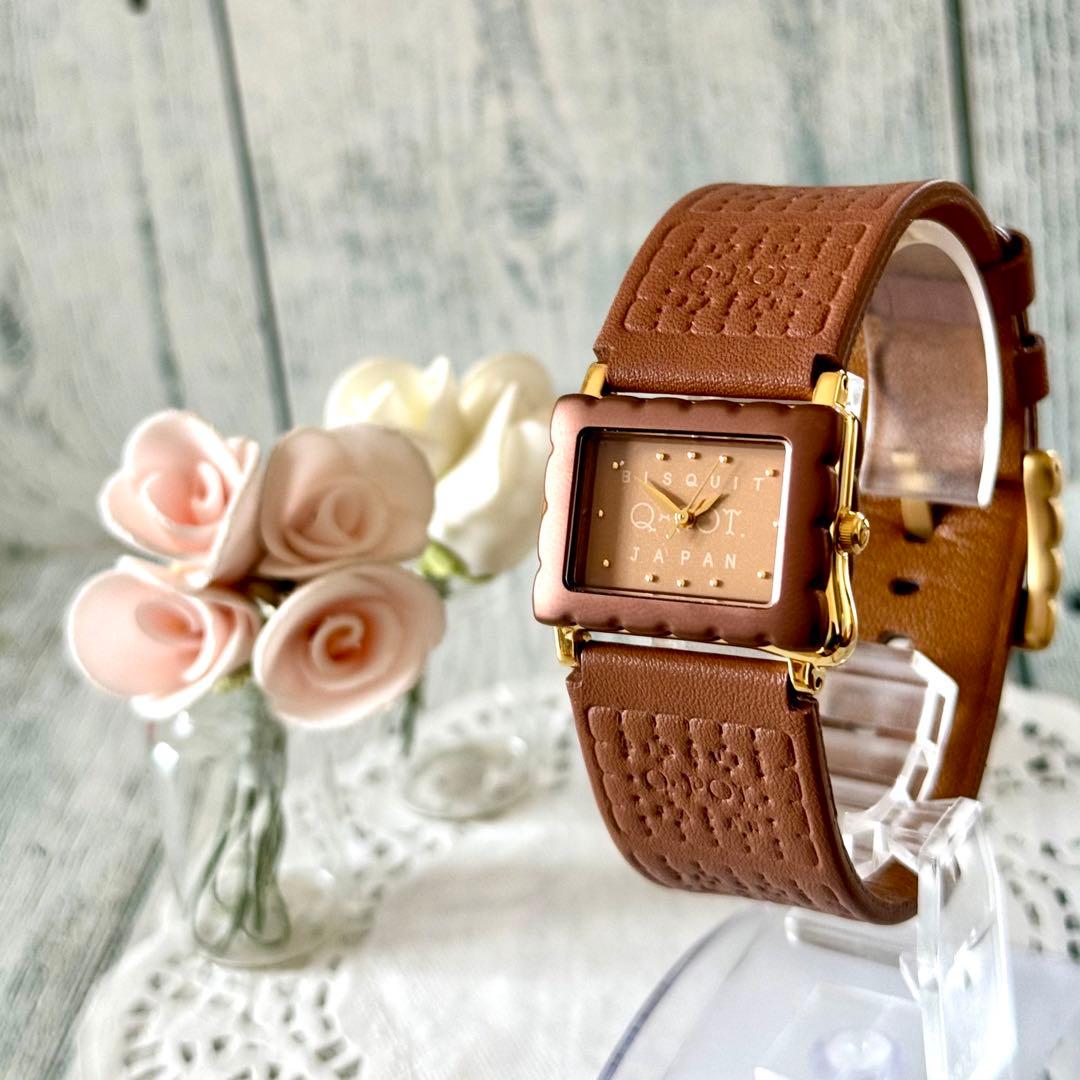 【美品】Q-pot. キューポット 腕時計 メルティー ビスケット ブラウン