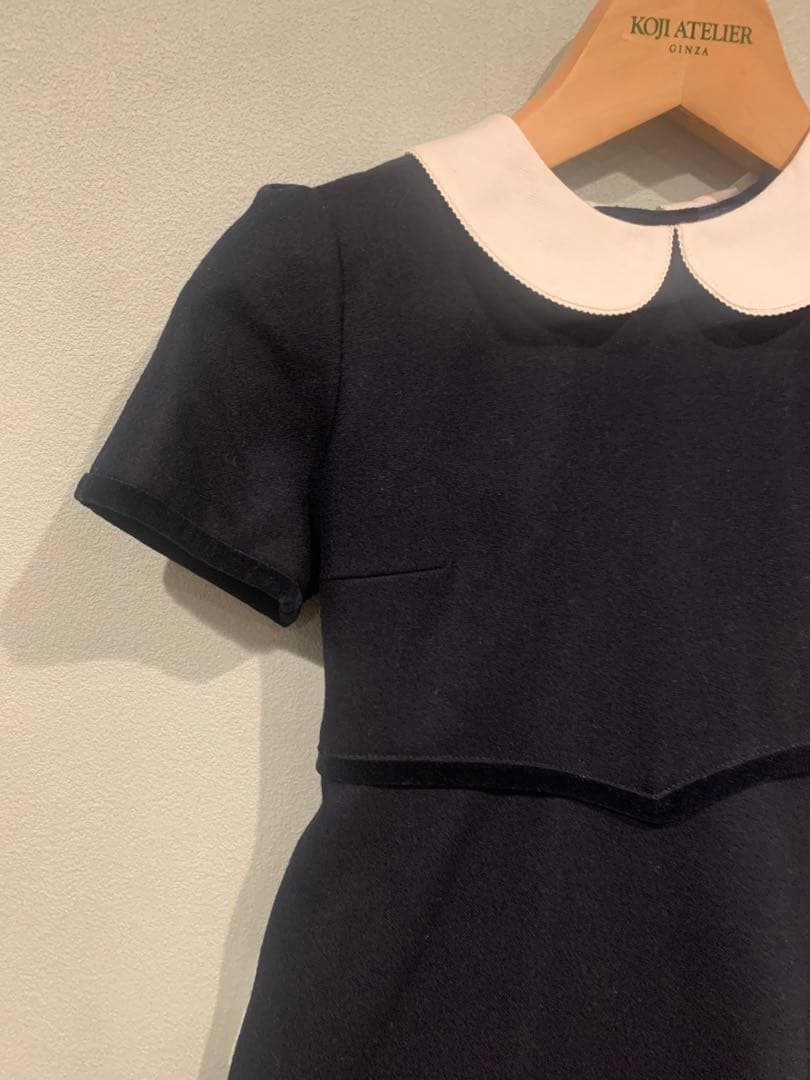 【アトリエ野中】オーダーワンピース ネイビーホワイト襟　115cmサイズ　お受験