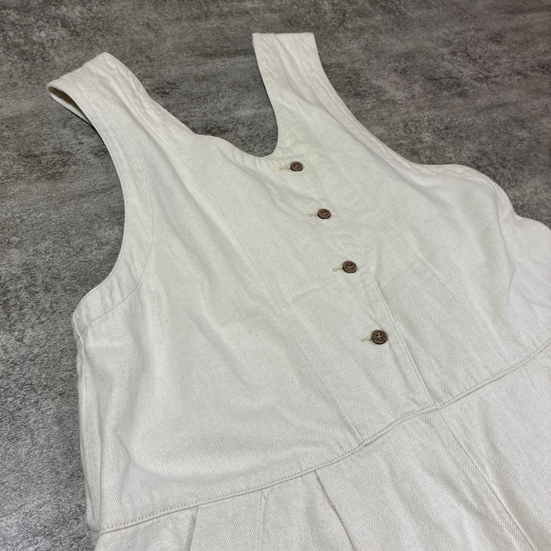 tumugu：コットンリネン　デニムオールインワン　サロペット 生成り