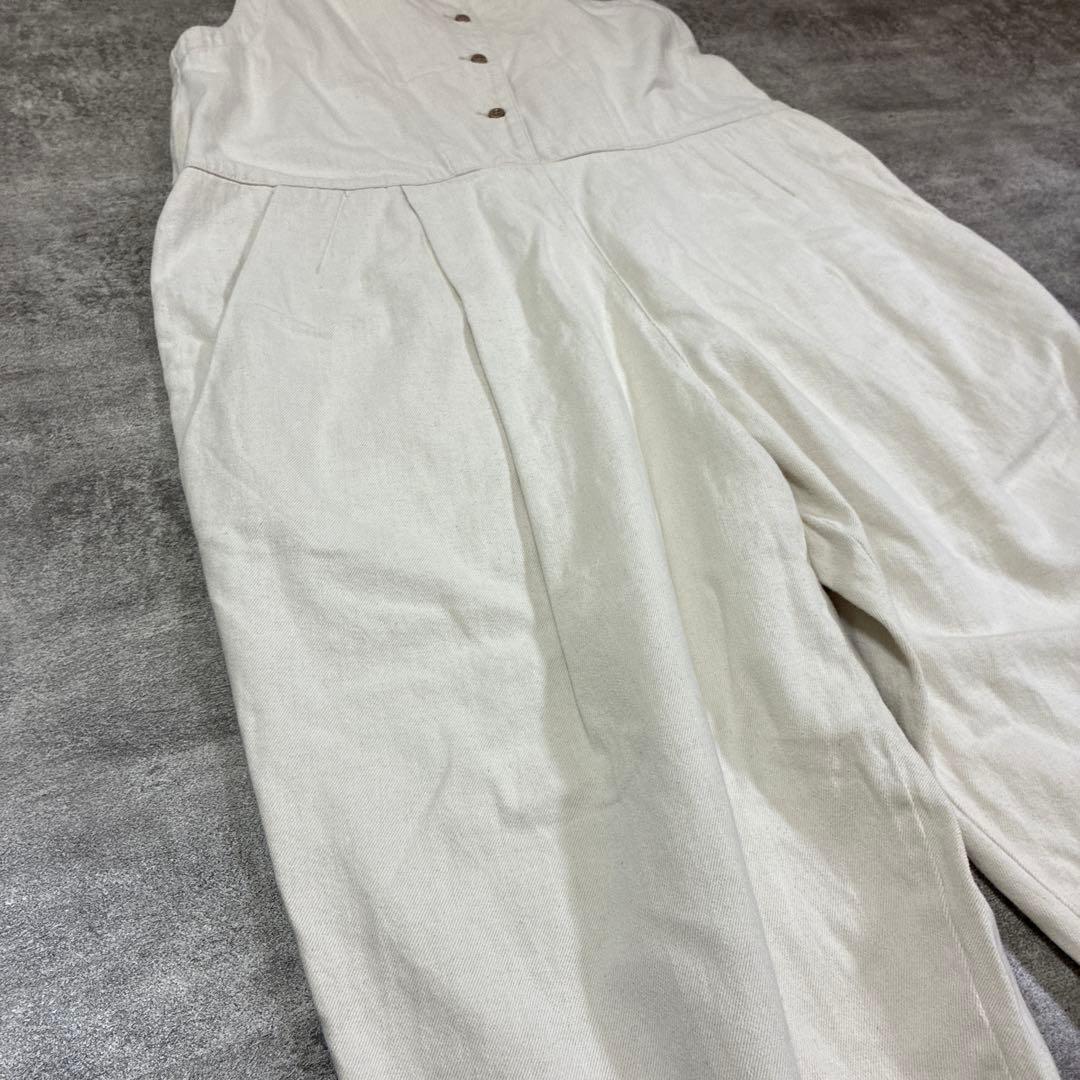 tumugu：コットンリネン　デニムオールインワン　サロペット 生成り