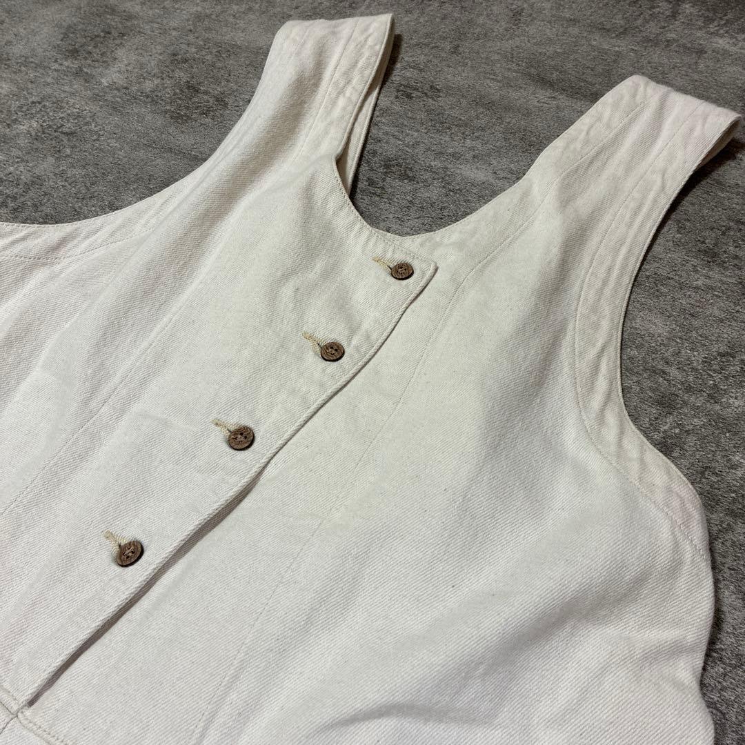 tumugu：コットンリネン　デニムオールインワン　サロペット 生成り