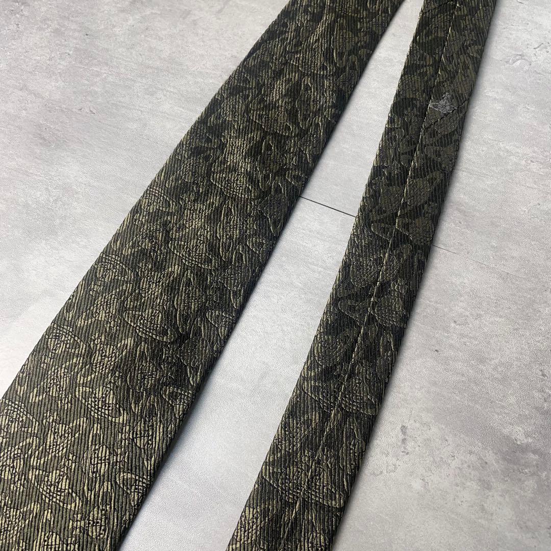 美品 Vivienne Westwood オーブ柄 総ロゴ ネクタイ カーキ 緑