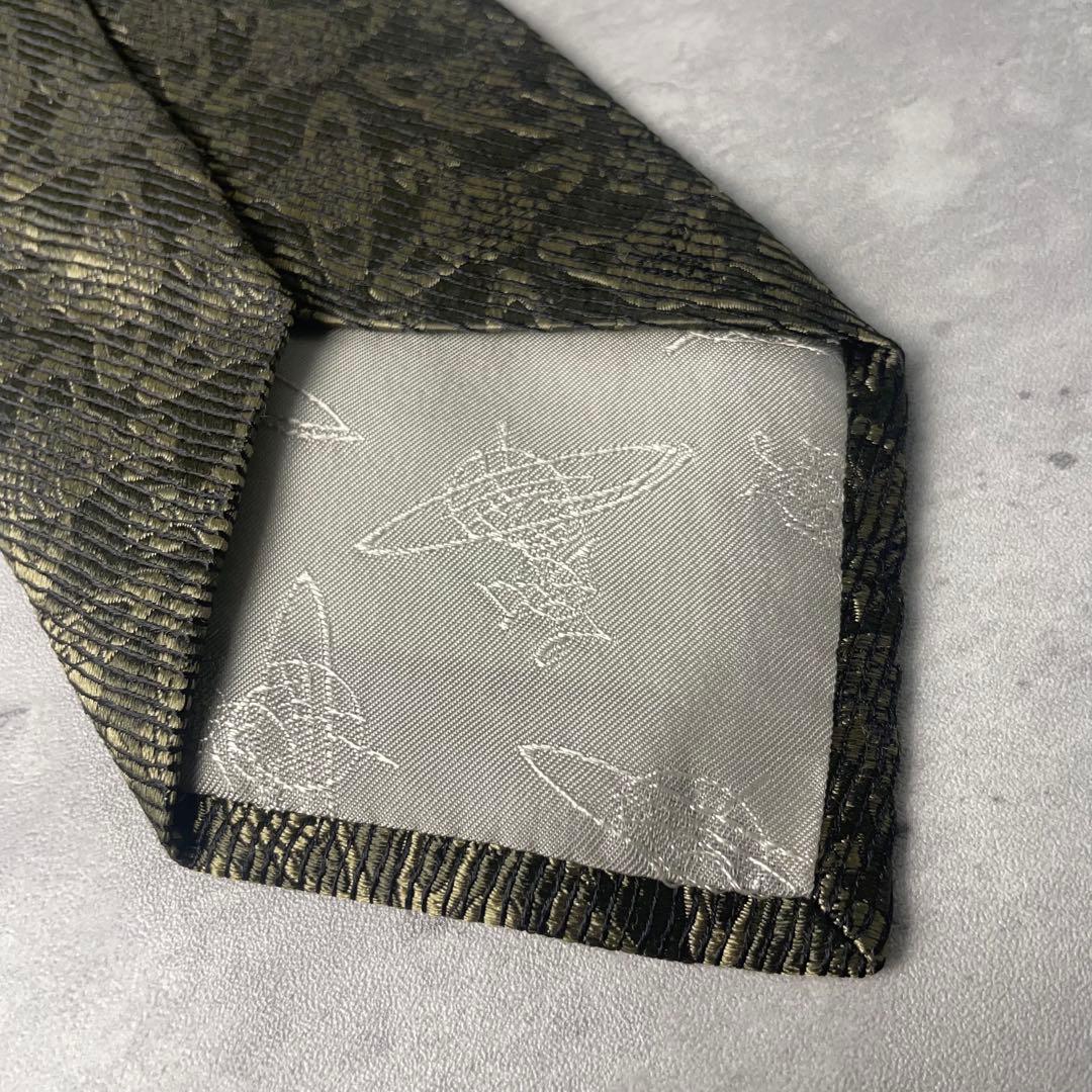 美品 Vivienne Westwood オーブ柄 総ロゴ ネクタイ カーキ 緑