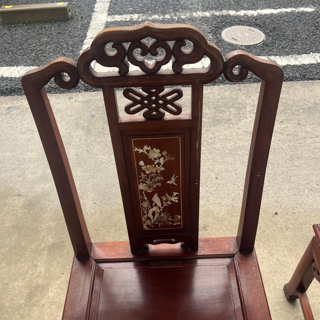 【稀少良品】2脚セット 中国家具 ダイニング チェア 唐木家具 李朝家具 花梨