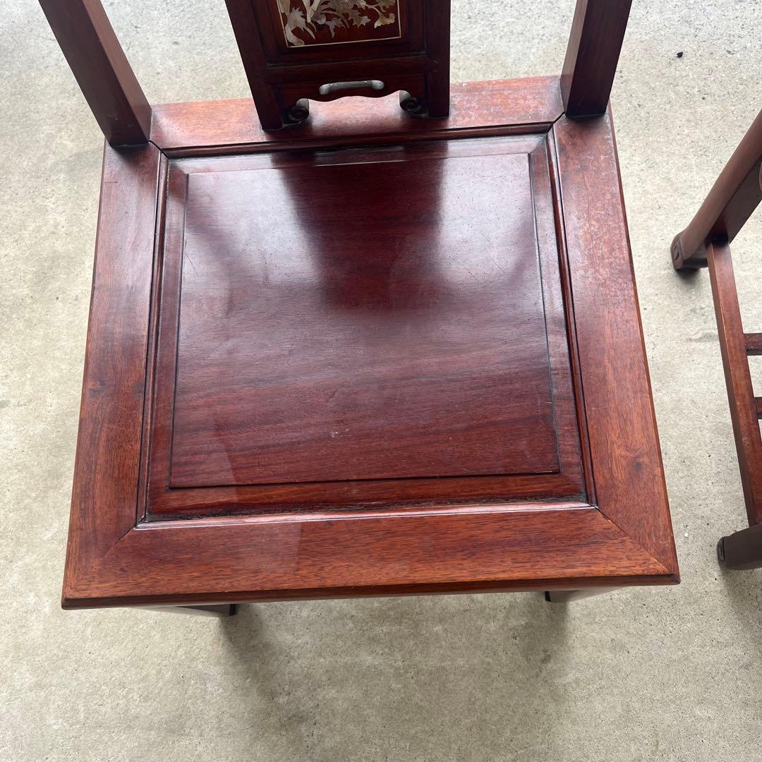 【稀少良品】2脚セット 中国家具 ダイニング チェア 唐木家具 李朝家具 花梨