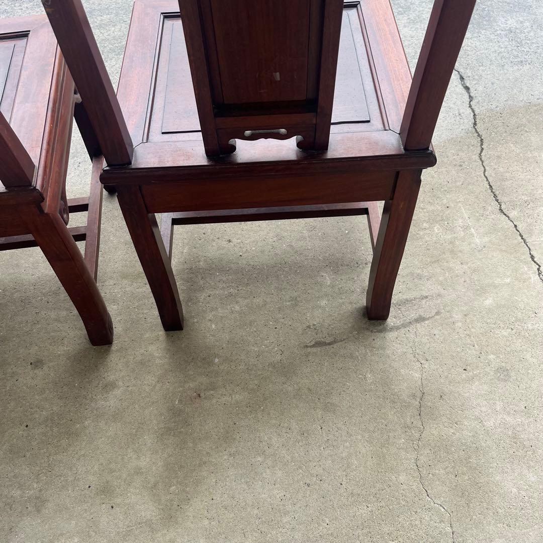 【稀少良品】2脚セット 中国家具 ダイニング チェア 唐木家具 李朝家具 花梨