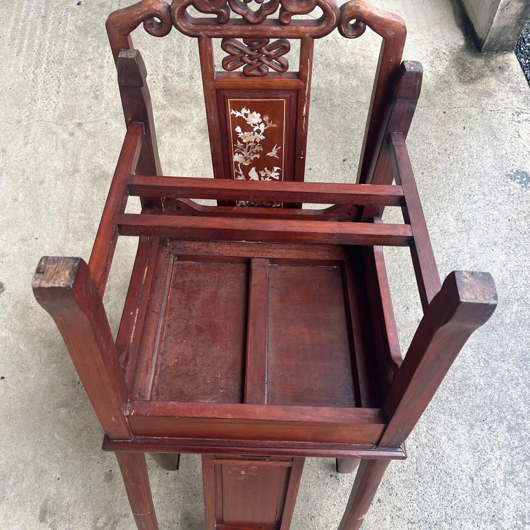 【稀少良品】2脚セット 中国家具 ダイニング チェア 唐木家具 李朝家具 花梨
