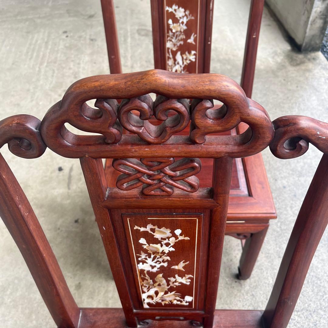 【稀少良品】2脚セット 中国家具 ダイニング チェア 唐木家具 李朝家具 花梨