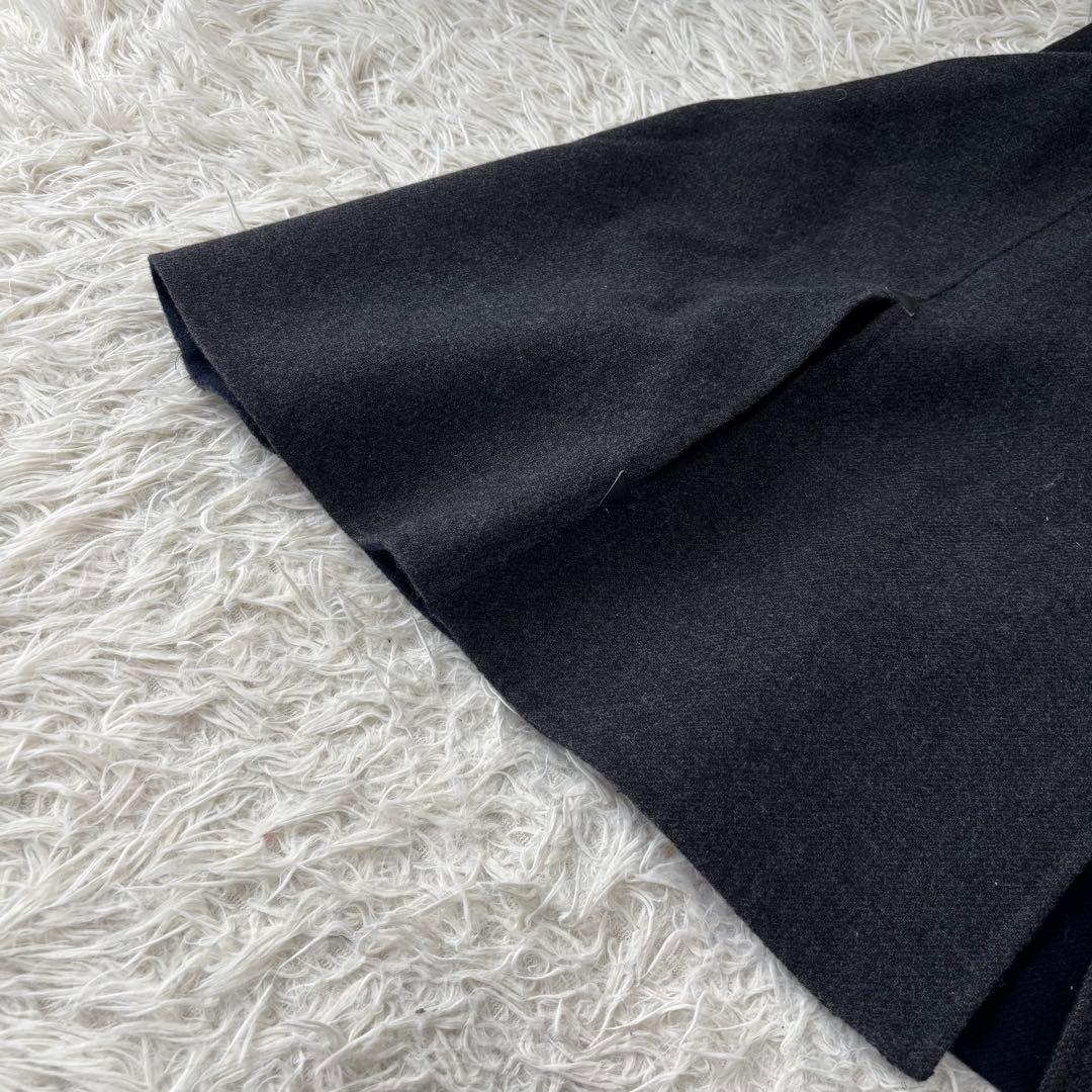 自由区✨2way アンゴラウール　ポンチョ　リアルファー　フード　ケープコートM