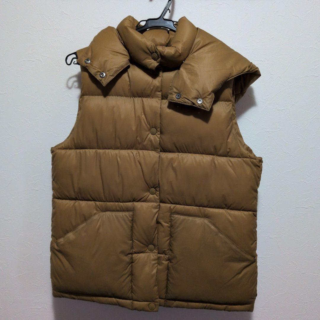【値下げしました】ノースフェイス　ブラウン フード付き ダウンベストサイズL