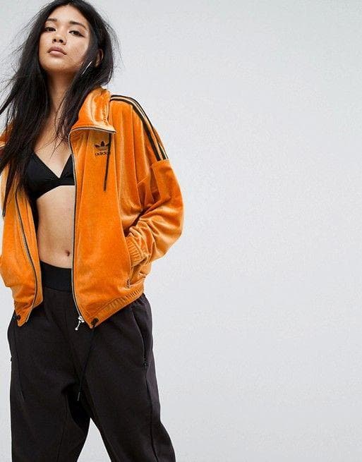 adidas アディダス ベルベット ハイネック トラックジャケット ベロア L