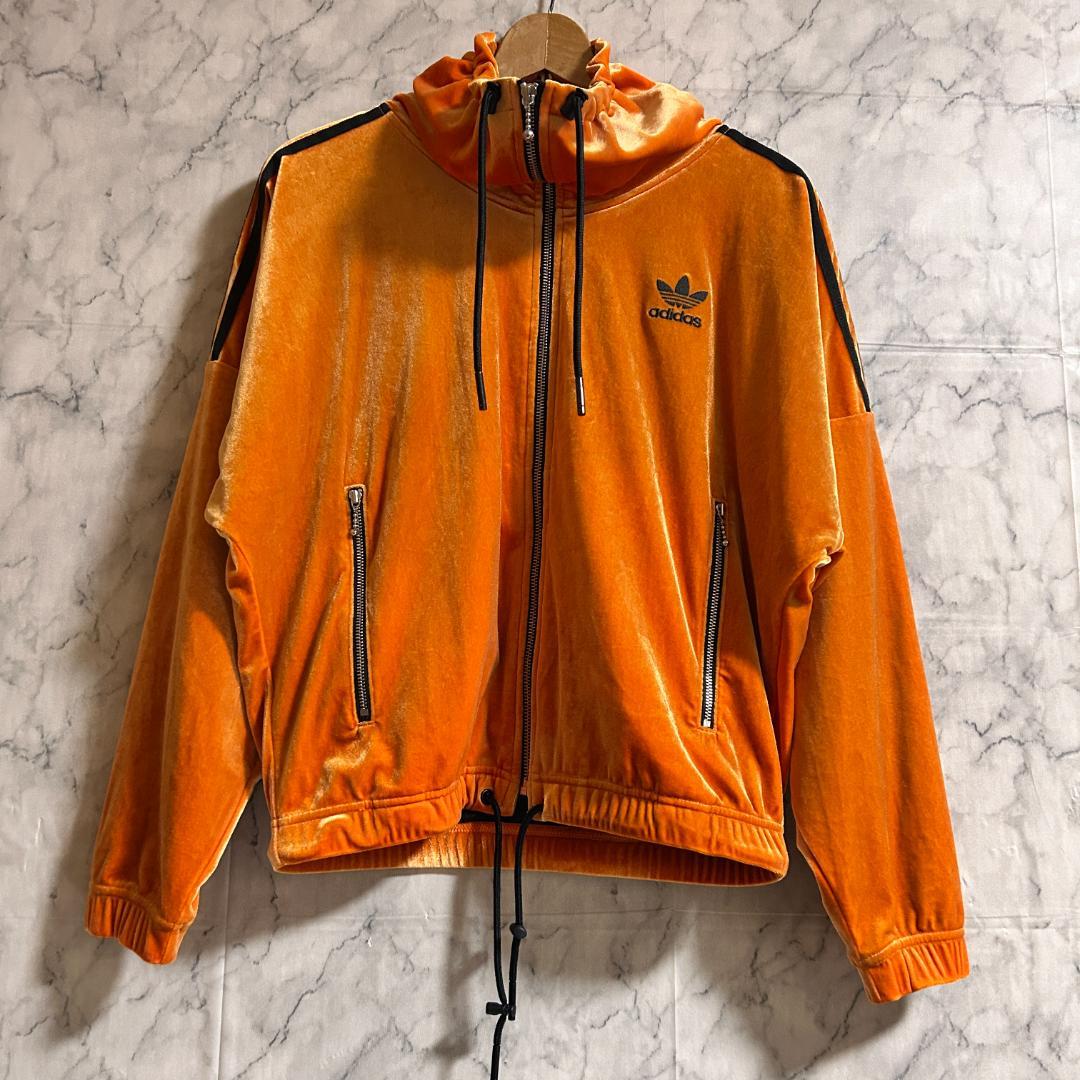 adidas アディダス ベルベット ハイネック トラックジャケット ベロア L