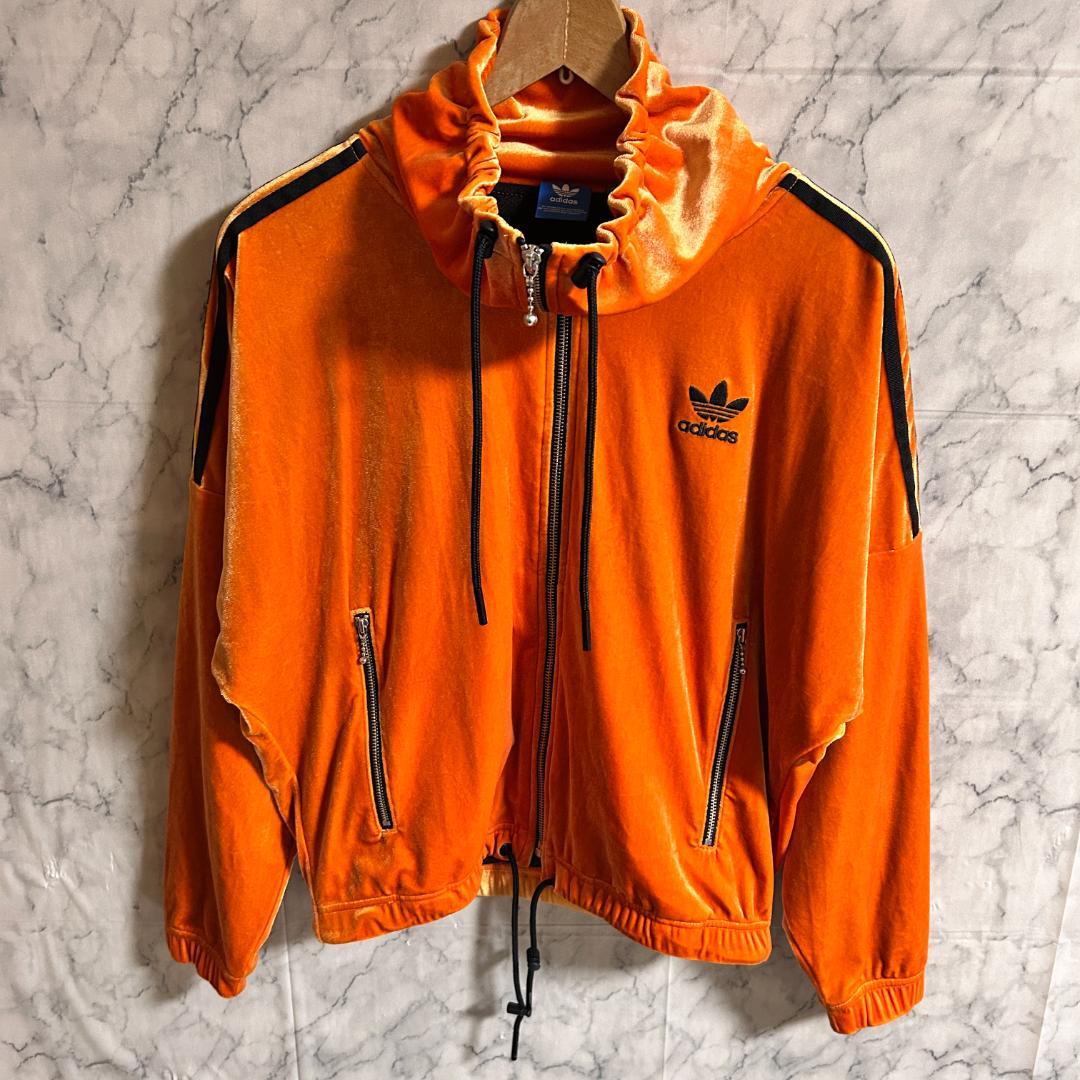 adidas アディダス ベルベット ハイネック トラックジャケット ベロア L