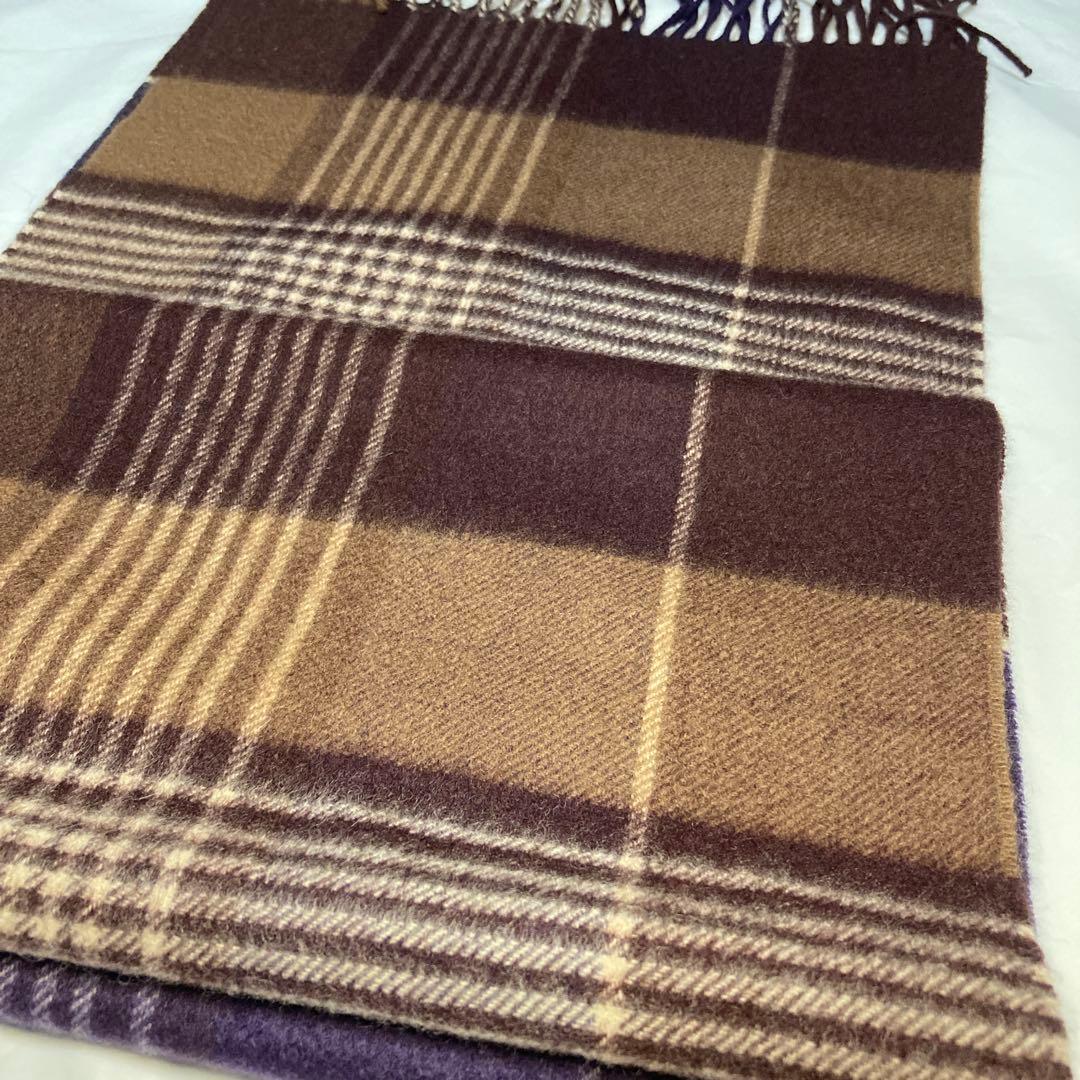 極美品 ジョンストンズ カシミヤ100％ 中判マフラー ブラウン 国内正規品