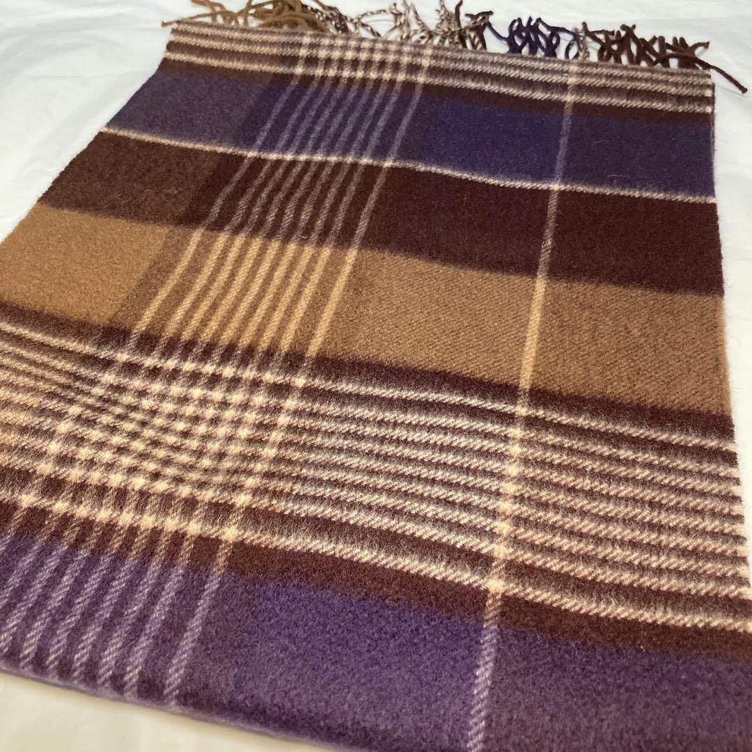 極美品 ジョンストンズ カシミヤ100％ 中判マフラー ブラウン 国内正規品