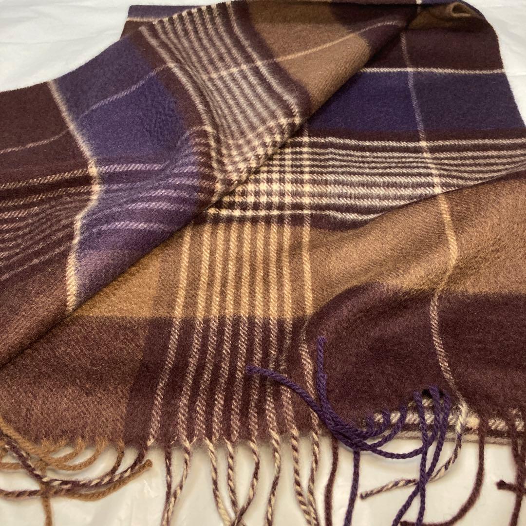 極美品 ジョンストンズ カシミヤ100％ 中判マフラー ブラウン 国内正規品