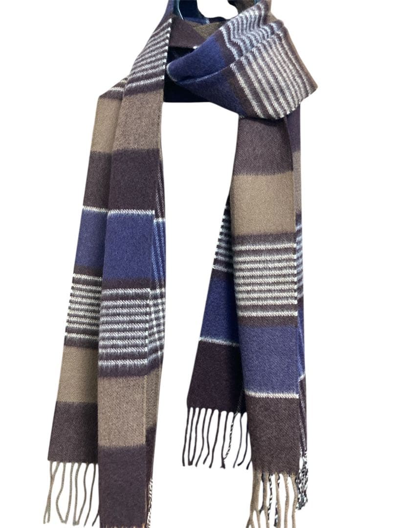 極美品 ジョンストンズ カシミヤ100％ 中判マフラー ブラウン 国内正規品