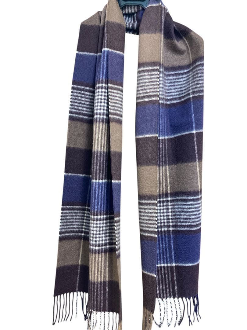 極美品 ジョンストンズ カシミヤ100％ 中判マフラー ブラウン 国内正規品