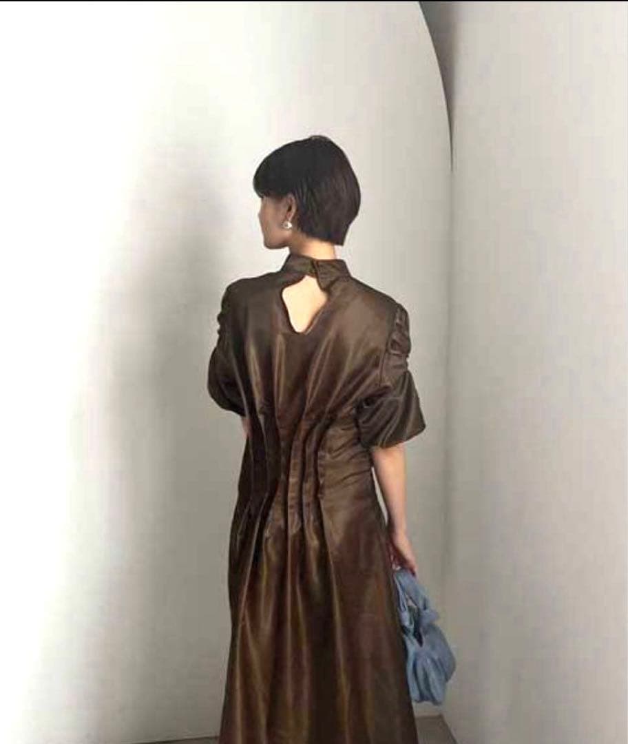 AMERIアメリGATHER SLEEVE WAIST TUCK DRESS