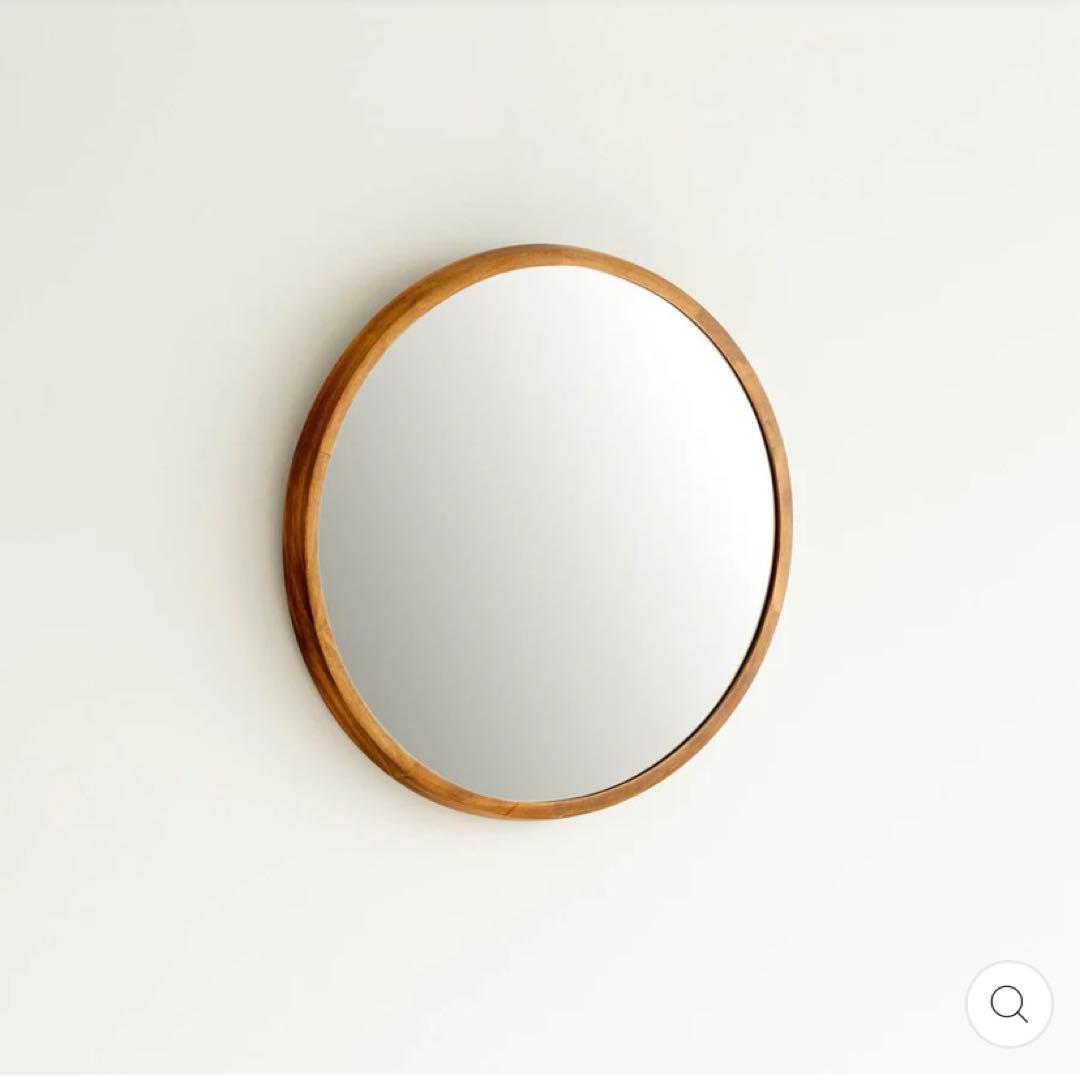 KANADEMONO パイン無垢材ラウンドウォールミラー