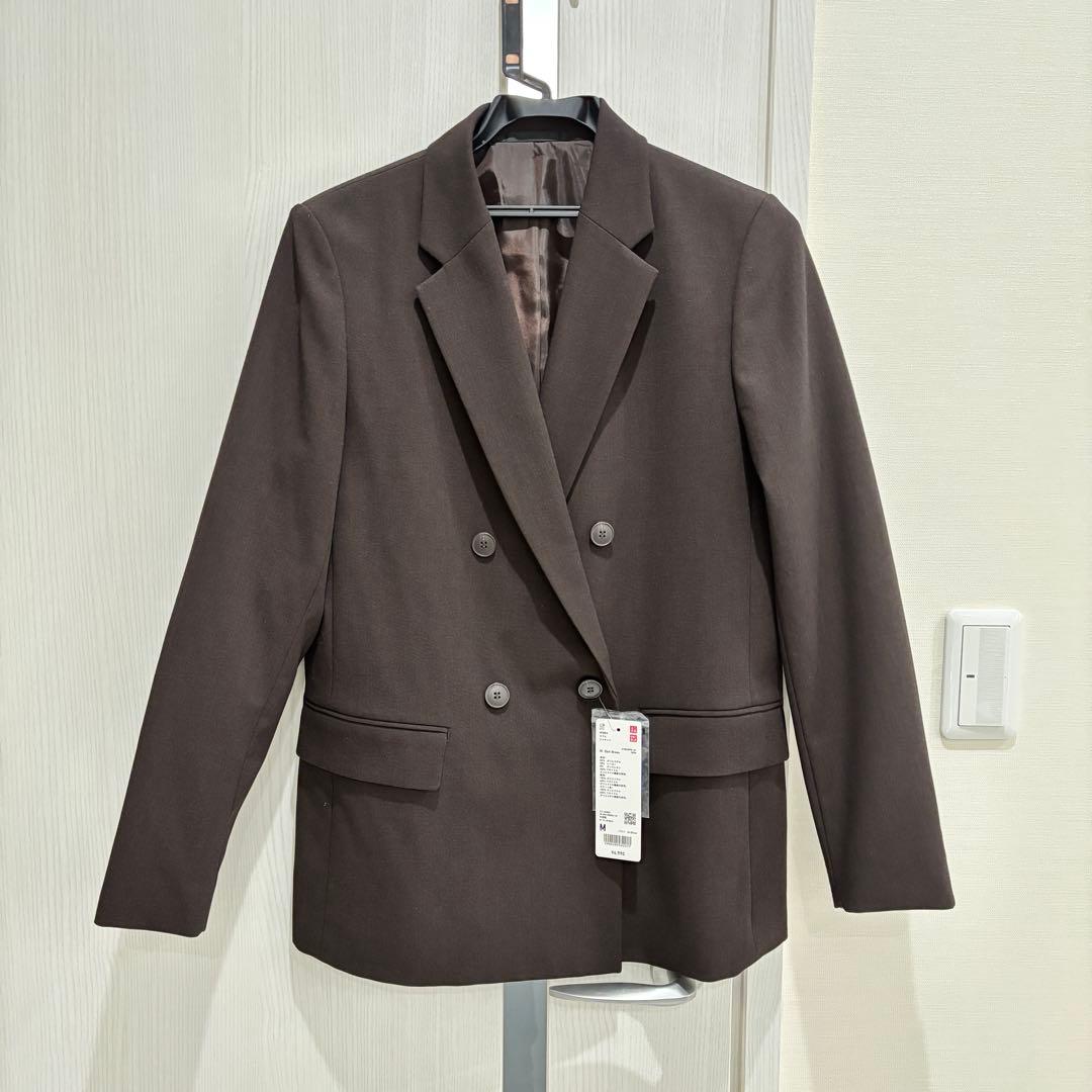 【新品未使用】 UNIQLO ダークブラウン ダブルジャケット M