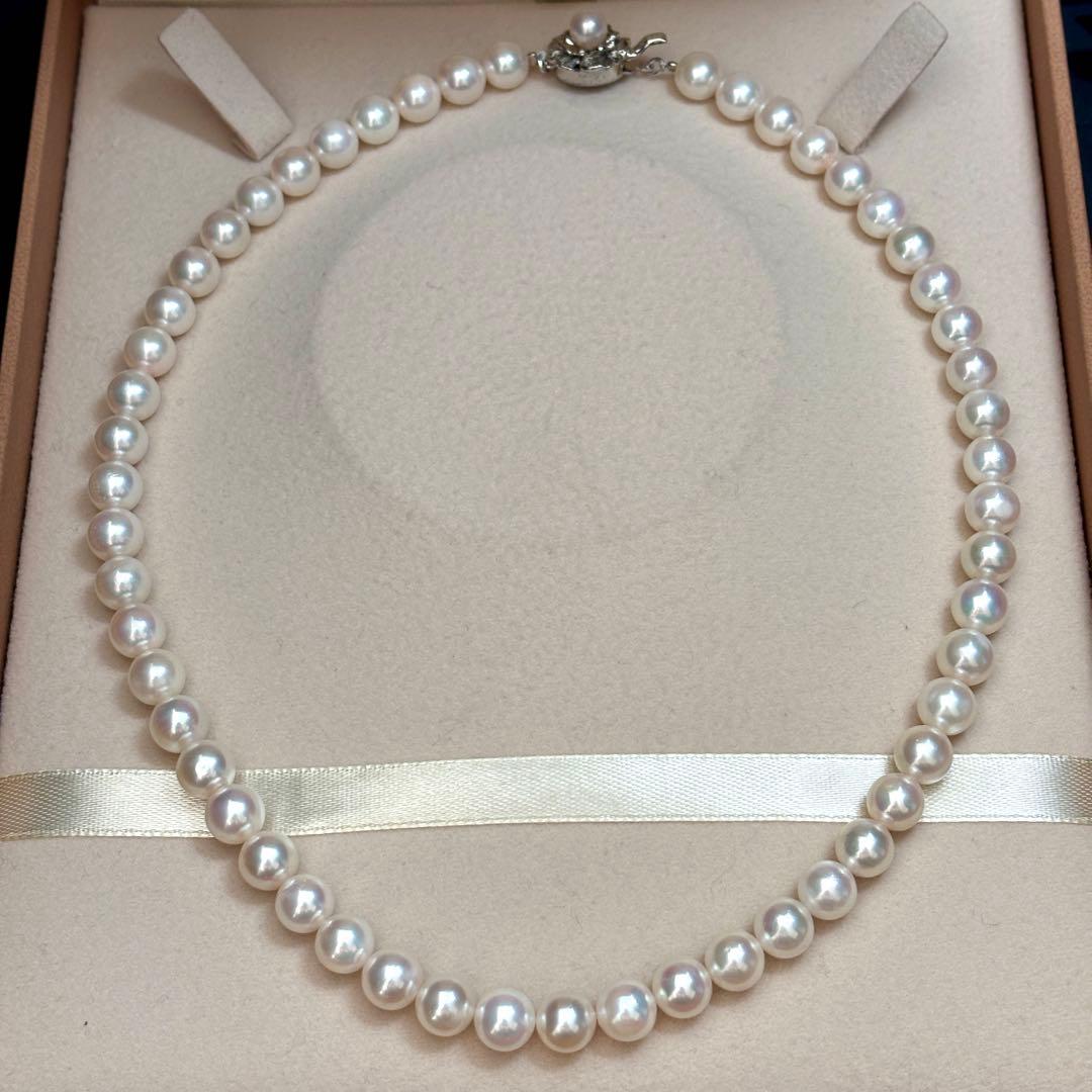 テリ強✨　あこや真珠　パール　ネックレス　約7.5-8.0mm SILVER刻印