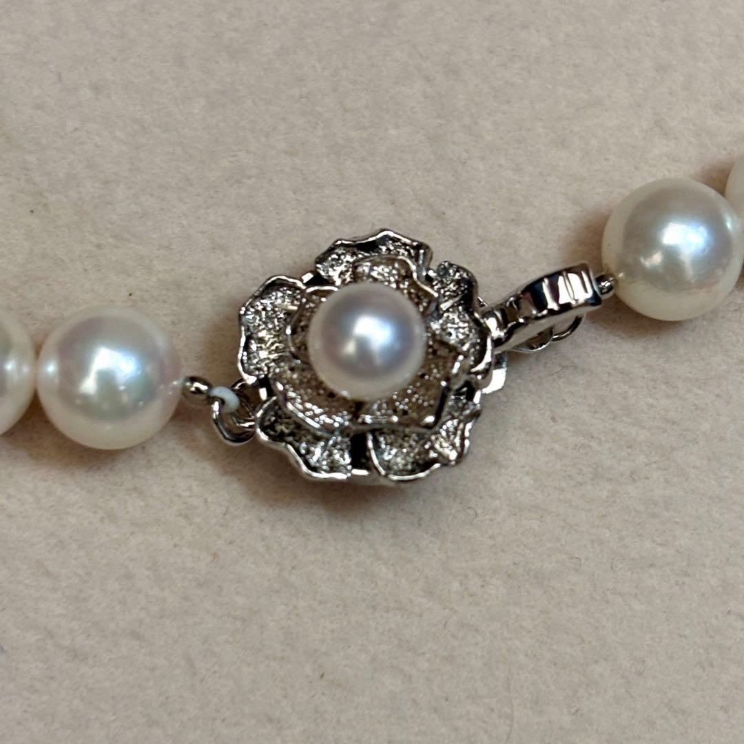 テリ強✨　あこや真珠　パール　ネックレス　約7.5-8.0mm SILVER刻印