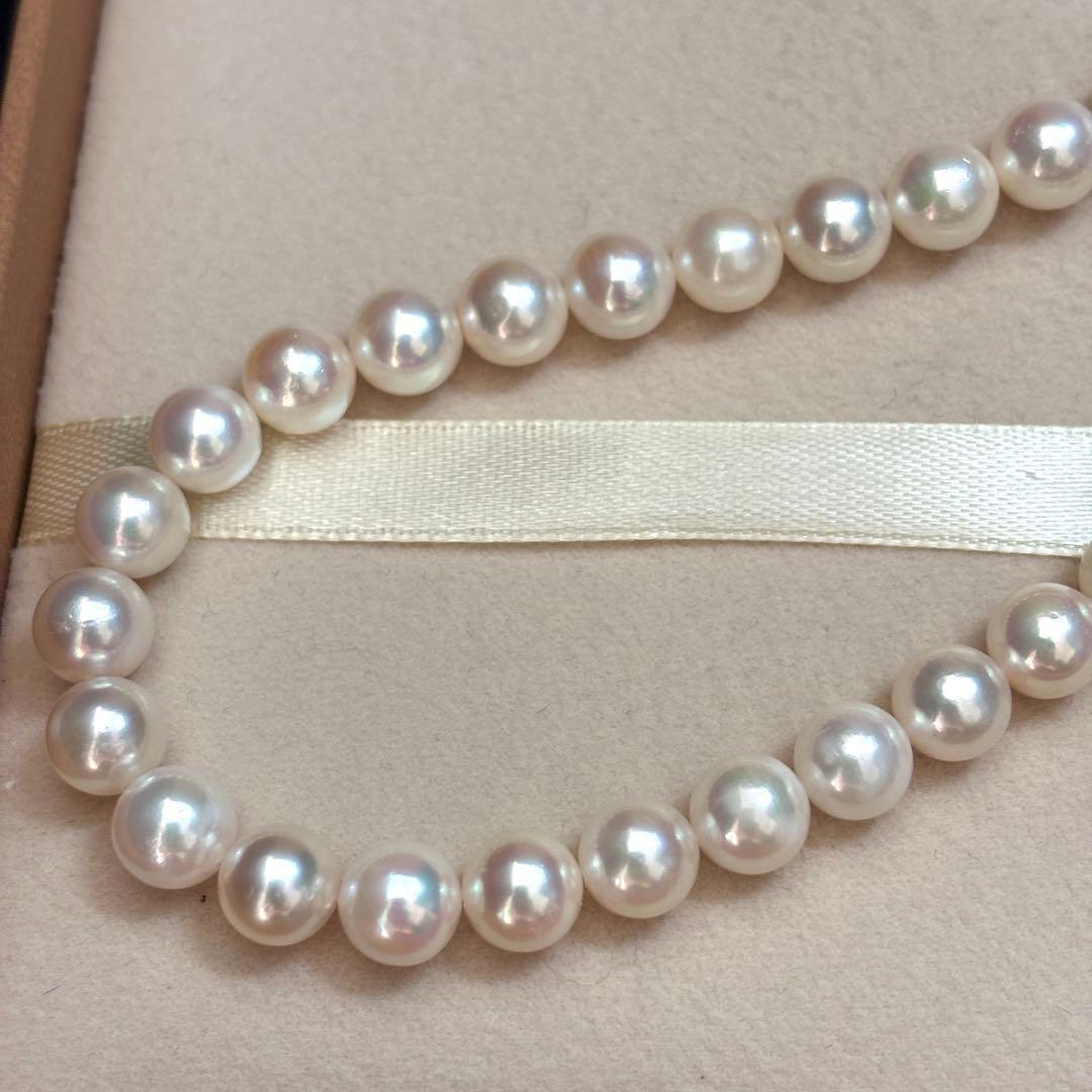 テリ強✨　あこや真珠　パール　ネックレス　約7.5-8.0mm SILVER刻印