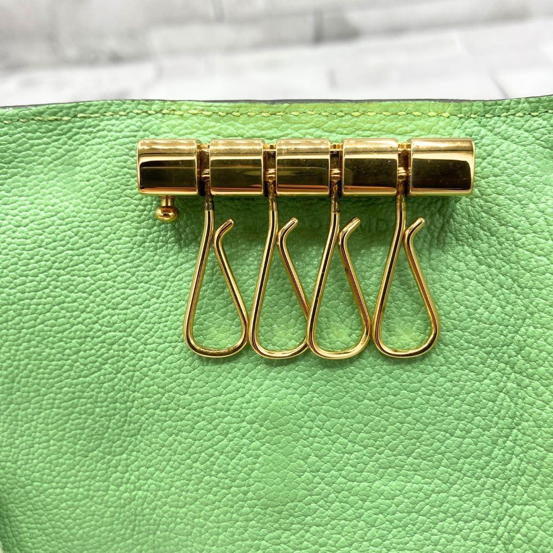 エルメス べアン キーケース4連　シェーブル　グリーン ブランド レザー　Y刻