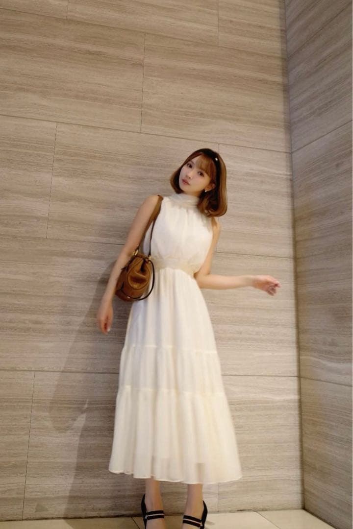 完売品❗️Sheer Shiny Gather Tiered Dress