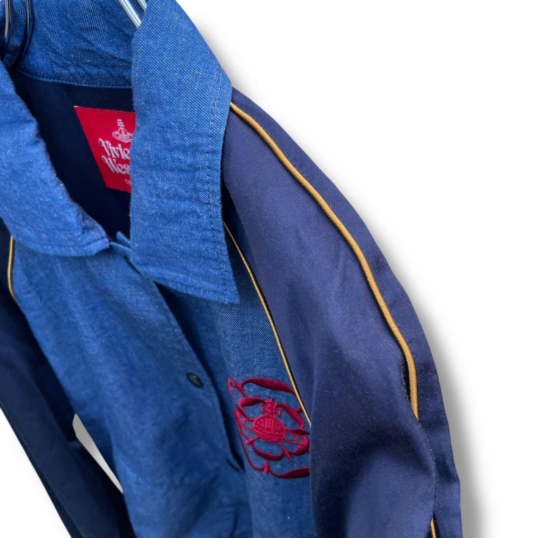 ヴィヴィアンウエストウッド オーブ刺繍 デニム ナイロン 切り替え ジャケット2