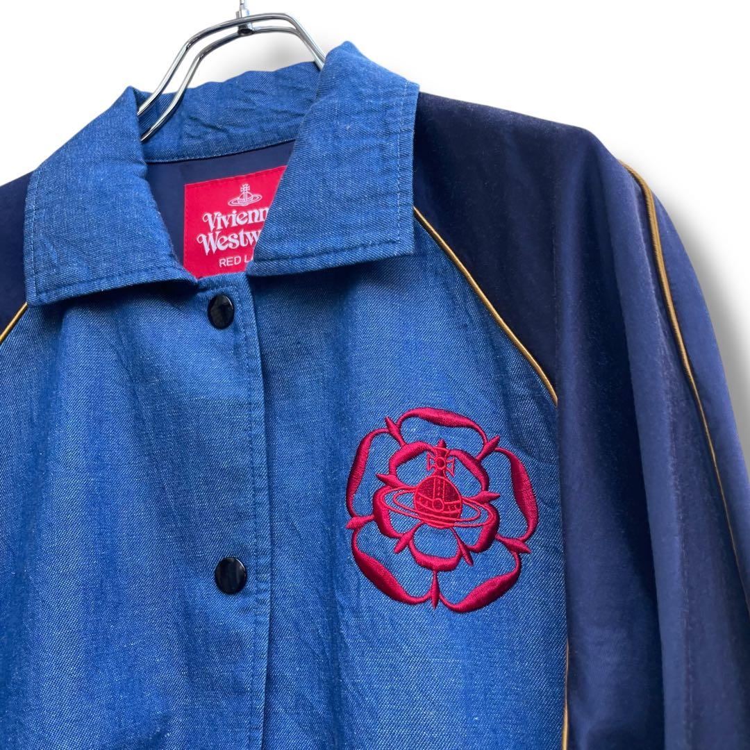 ヴィヴィアンウエストウッド オーブ刺繍 デニム ナイロン 切り替え ジャケット2