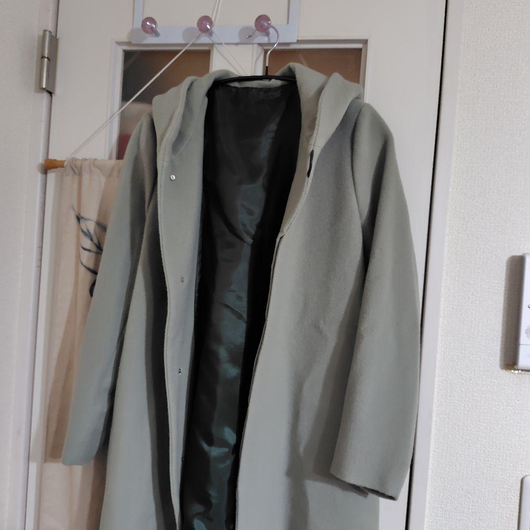 Mitukisan着パラスパレス十日フード付きグリーングレーコートサイズ2